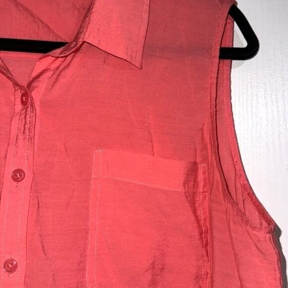 Van Heusen Studio Sleeveless Button-Up Top XL Coral - Picture 4 of 8